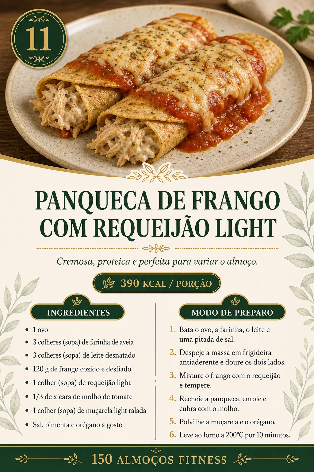 Receita 11: Panqueca de Frango com Requeijão Light