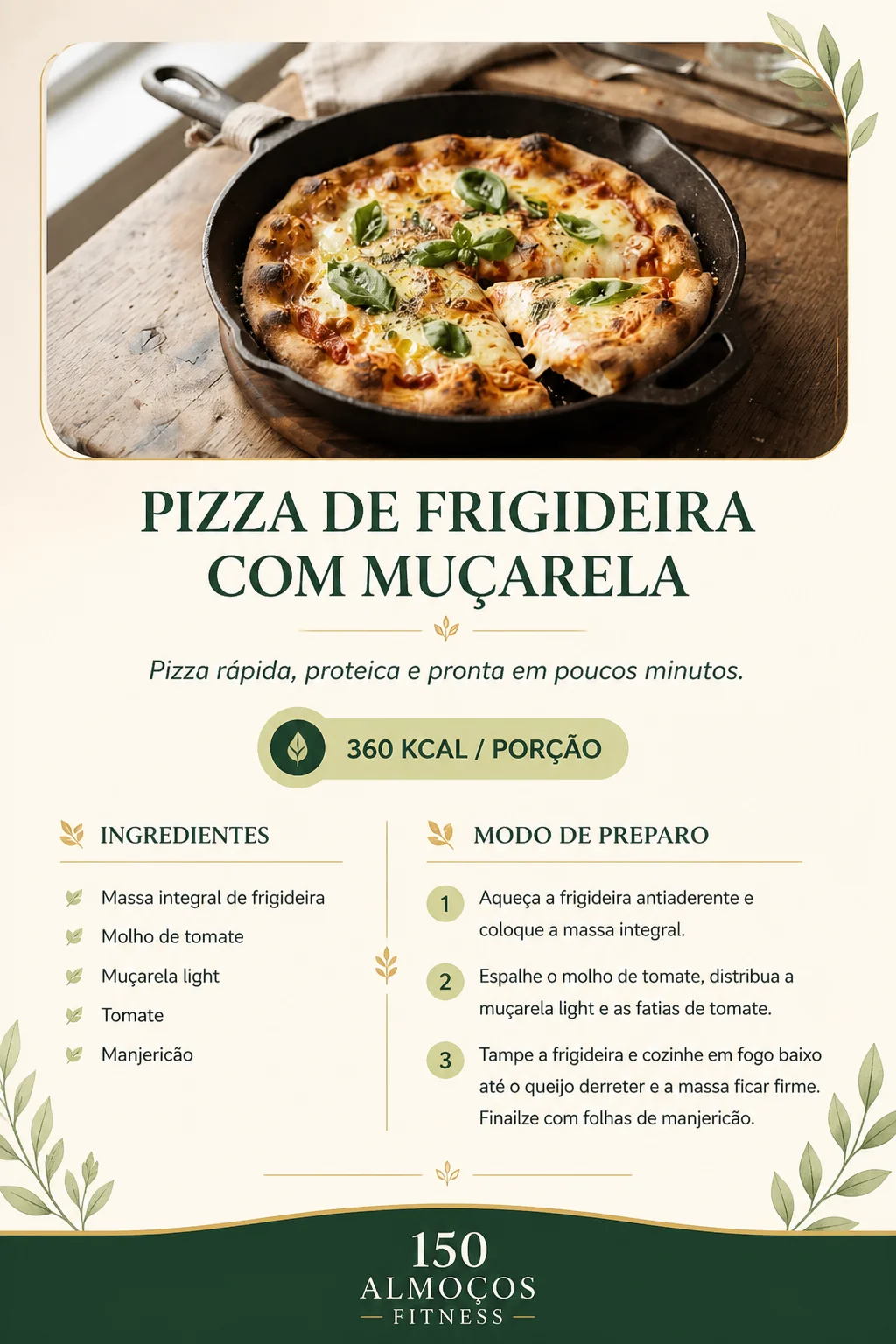 Receita: Pizza de Frigideira com Muçarela
